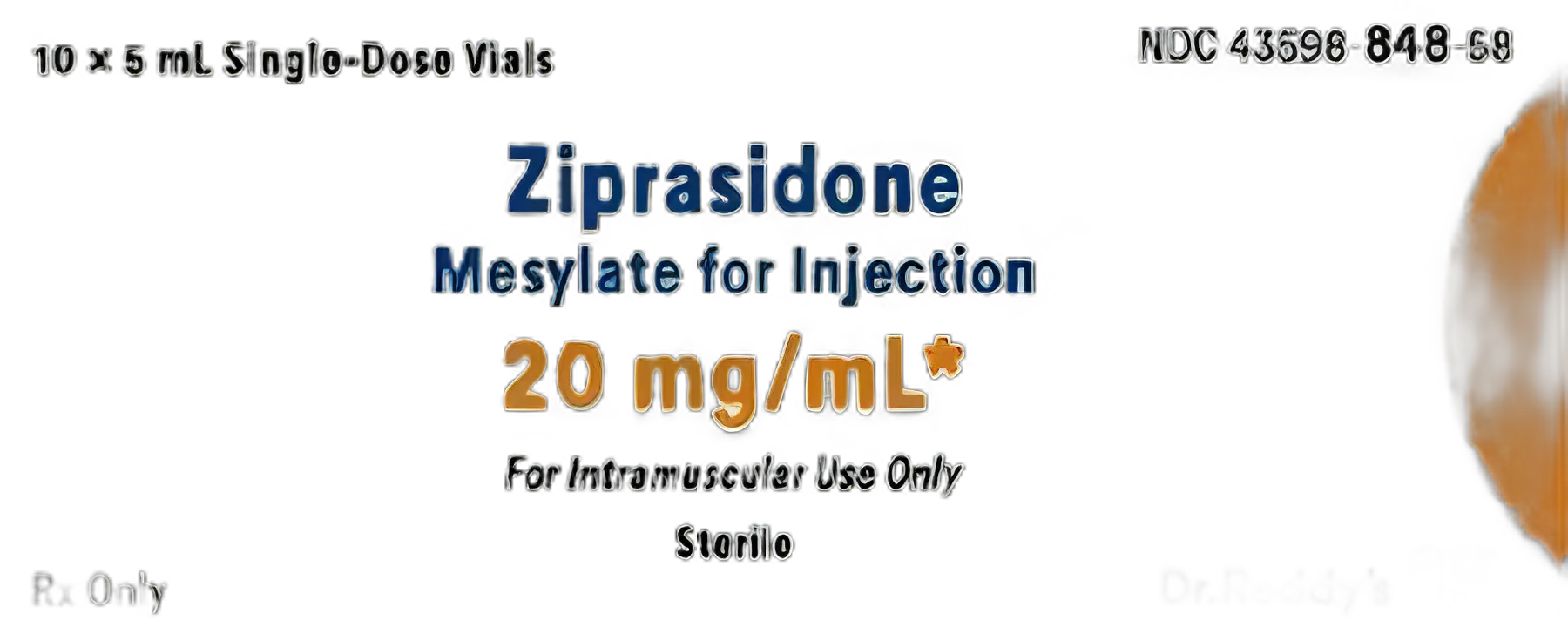 Ziprasidone Mesylate 20 mg Injection - Single-Dose Vial 5 mL by Dr. Reddy's
