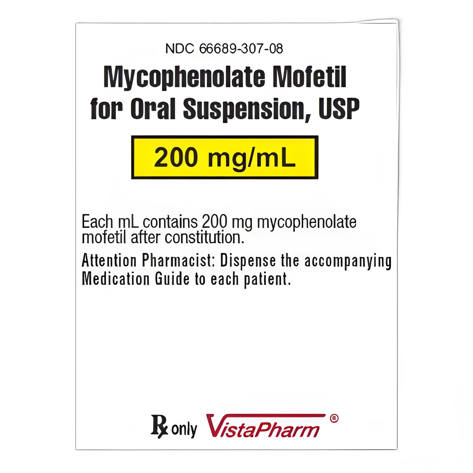 Mycophenolate Mofetil 200 mg/mL Oral Suspension - 250 mL Bottle for Immunosuppression