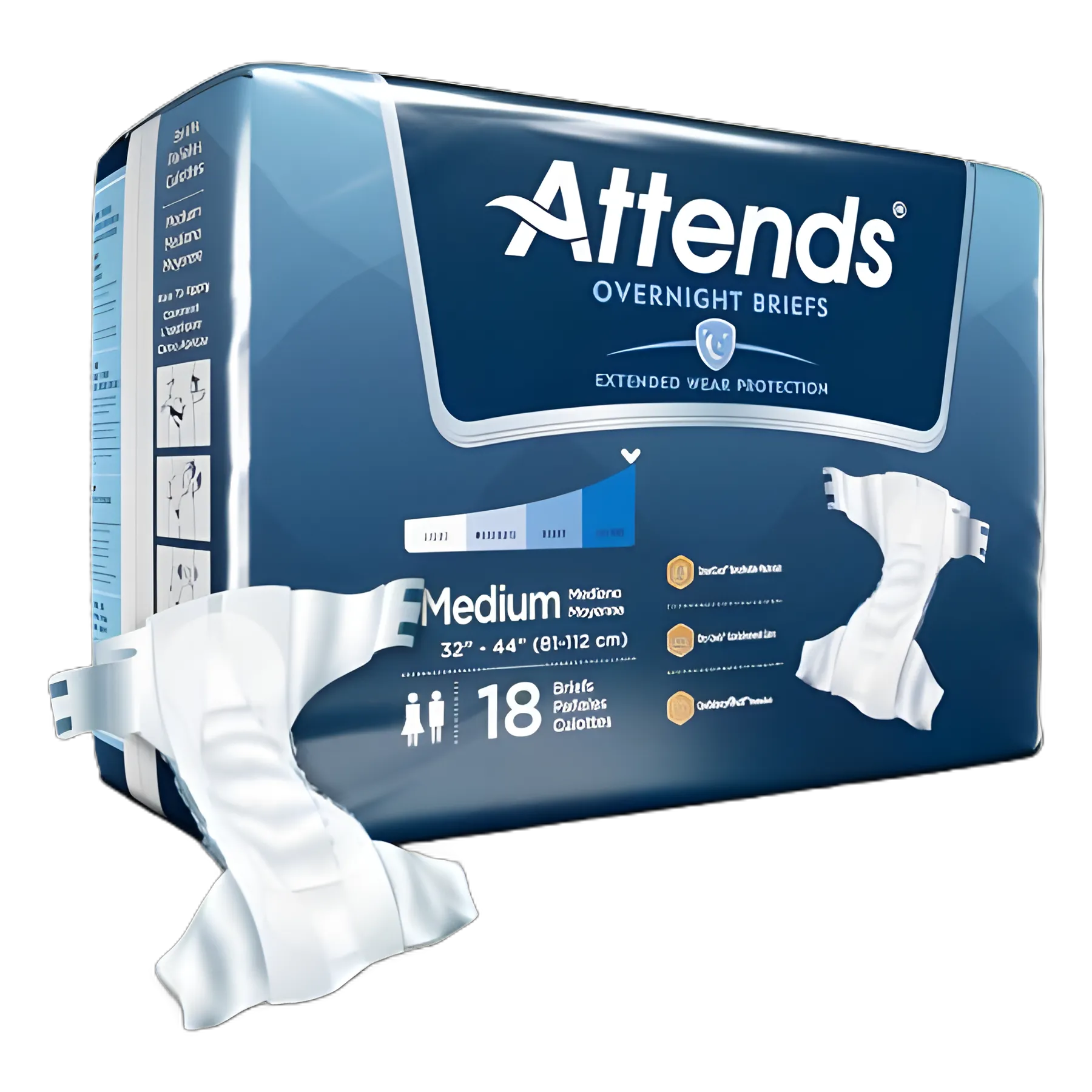 Medium Attends® Overnight Incontinence Briefs for Adults - Heavy Absorbency