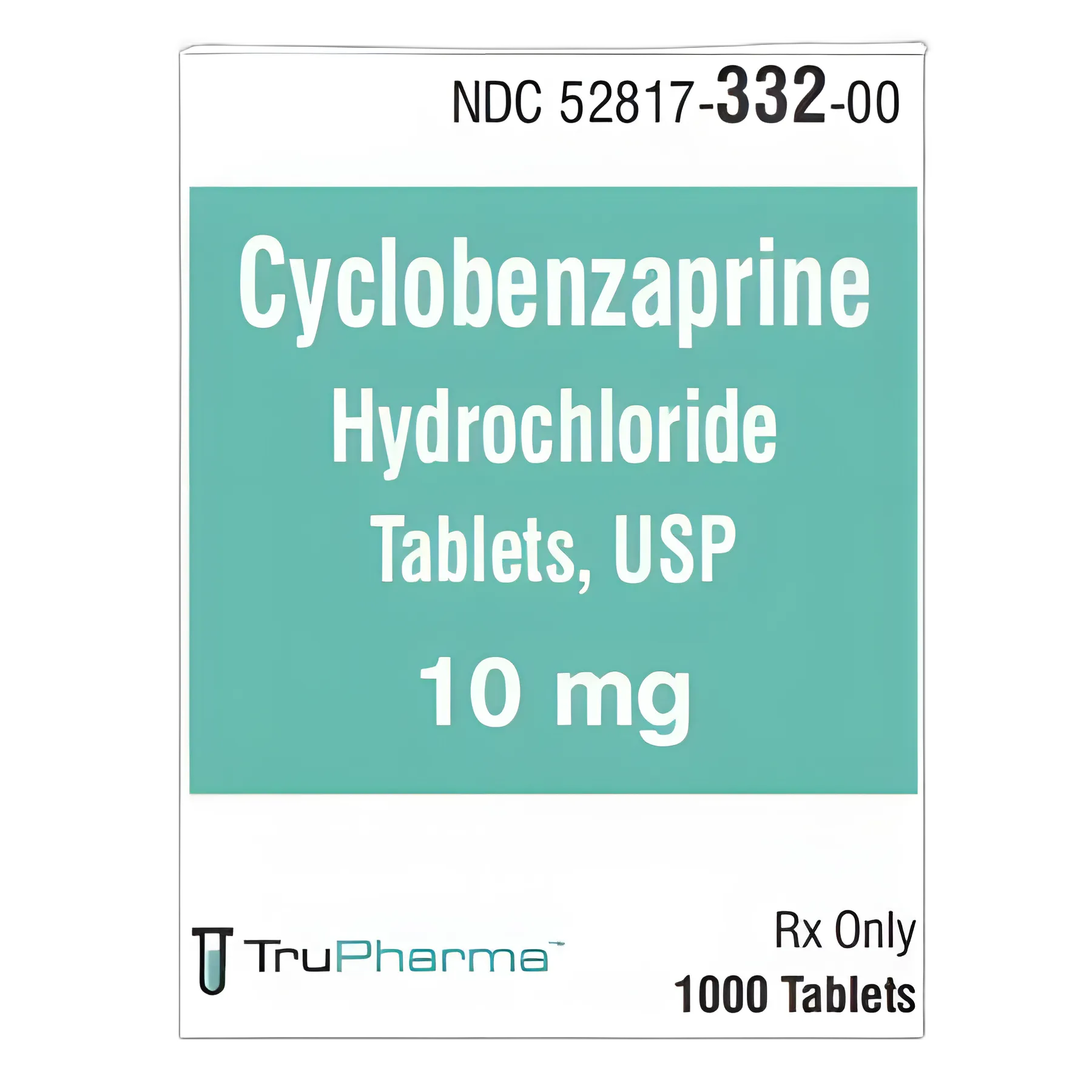 Cyclobenzaprine HCl 10 mg Tablets by Trupharma - Bottle of 1,000