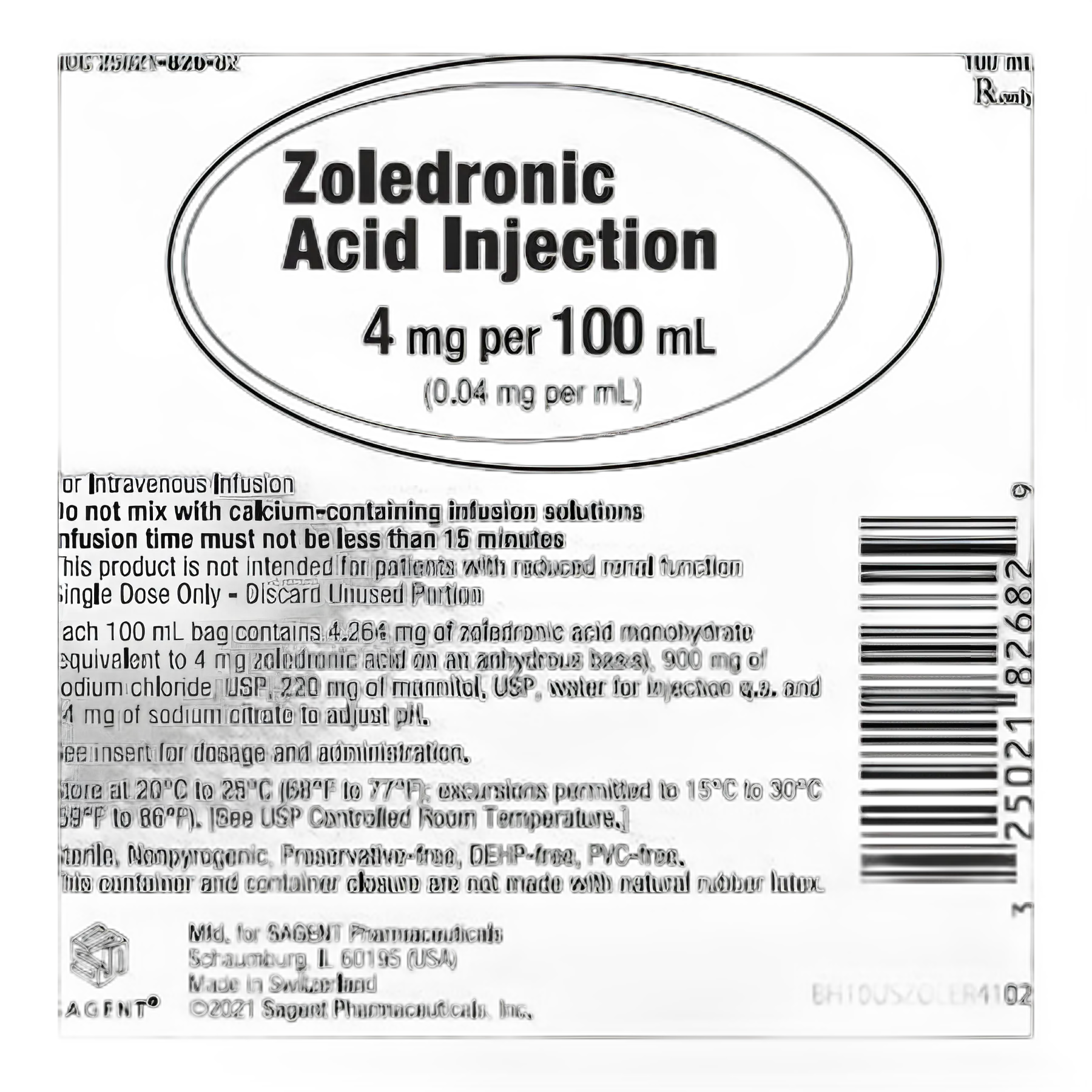 Zoledronic Acid / Mannitol-Water 4 mg / 100 mL Injection Flexible Bag 100 mL
