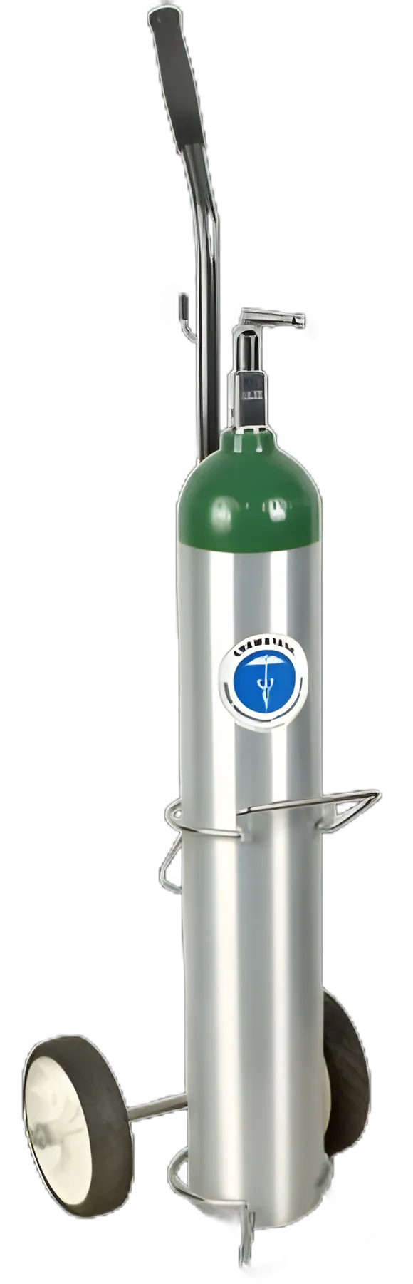 D or E Oxygen Cylinder Cart Chrome Plated Steel Silver