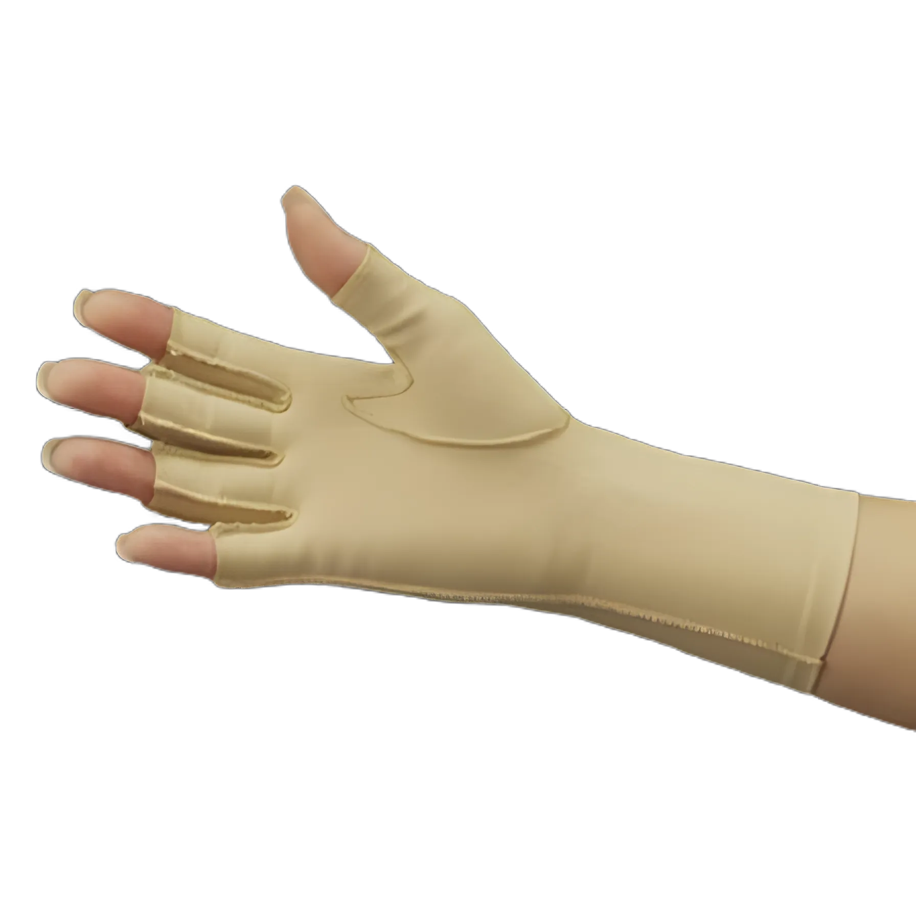 Compression Glove Open Finger X-Small Over-the-Wrist Length Right Hand Stretch Fabric