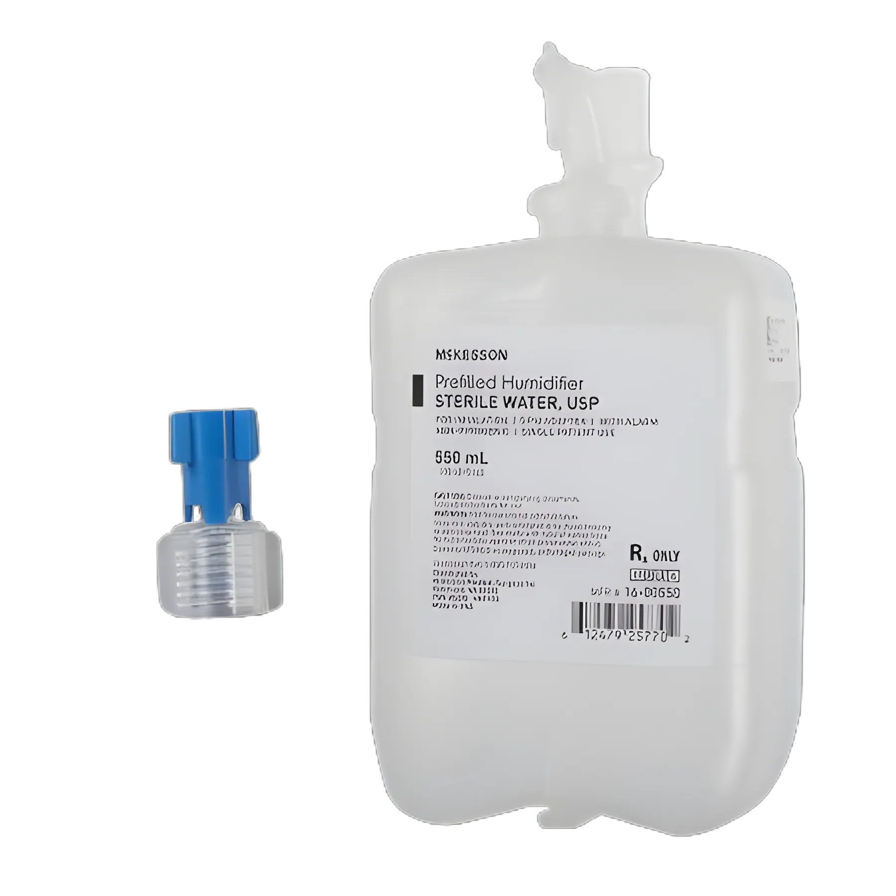 McKesson 550 mL Sterile Water Humidifier Bottle with Adapter for Oxygen Therapy