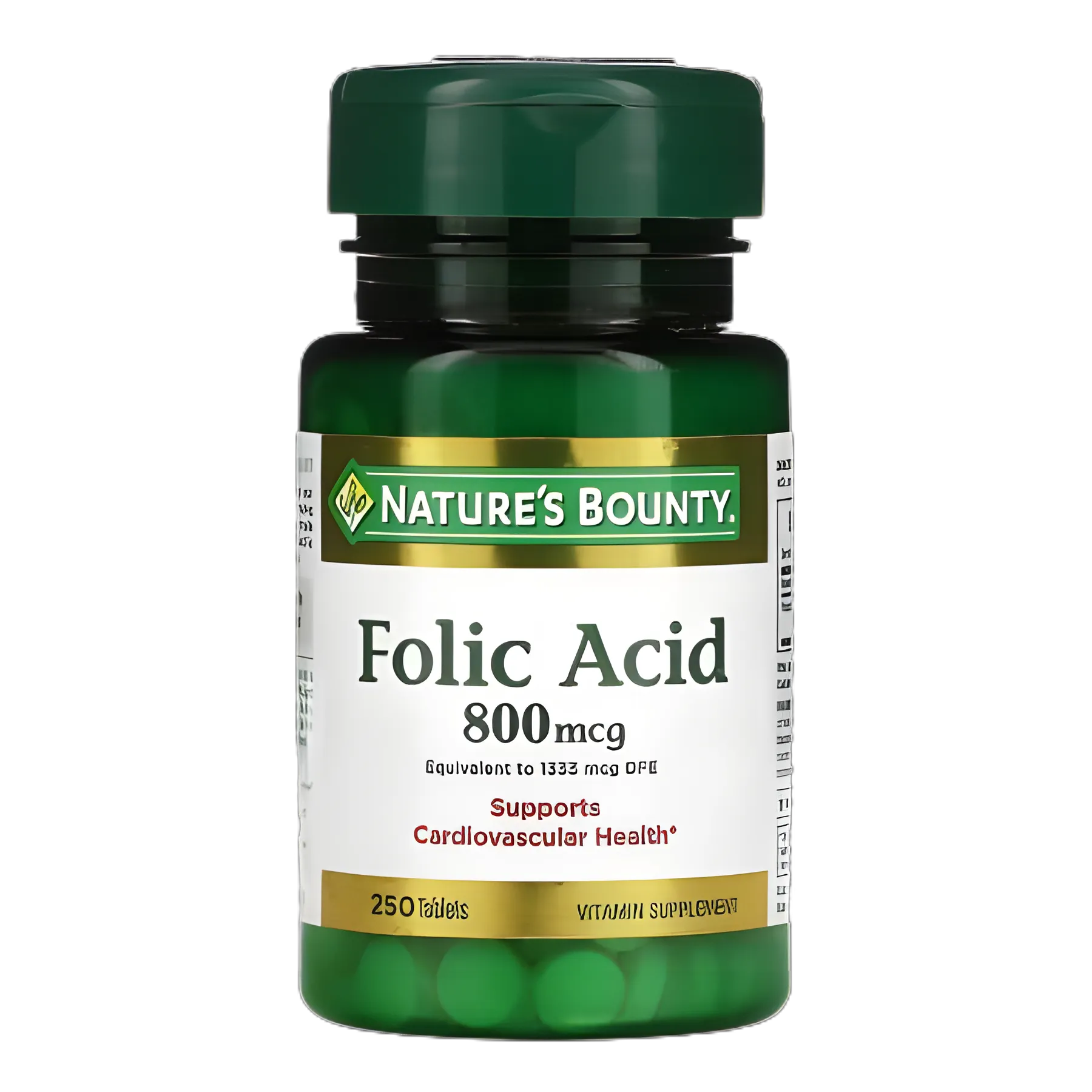 Mineral Supplement Nature's Bounty® Folic Acid 800 mcg Strength Tablet 250 per Bottle