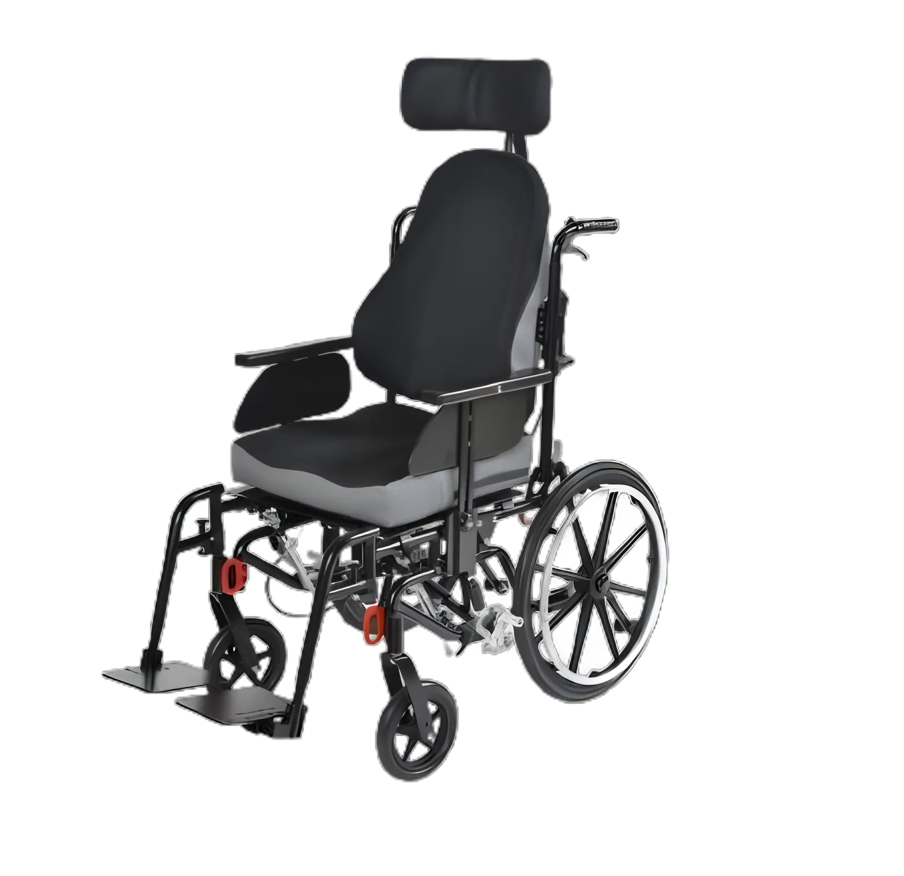 Kanga Tilt-In-Space Wheelchair with 20 Inch Seat Width and Black Upholstery for Adults, 250 lbs. Capacity