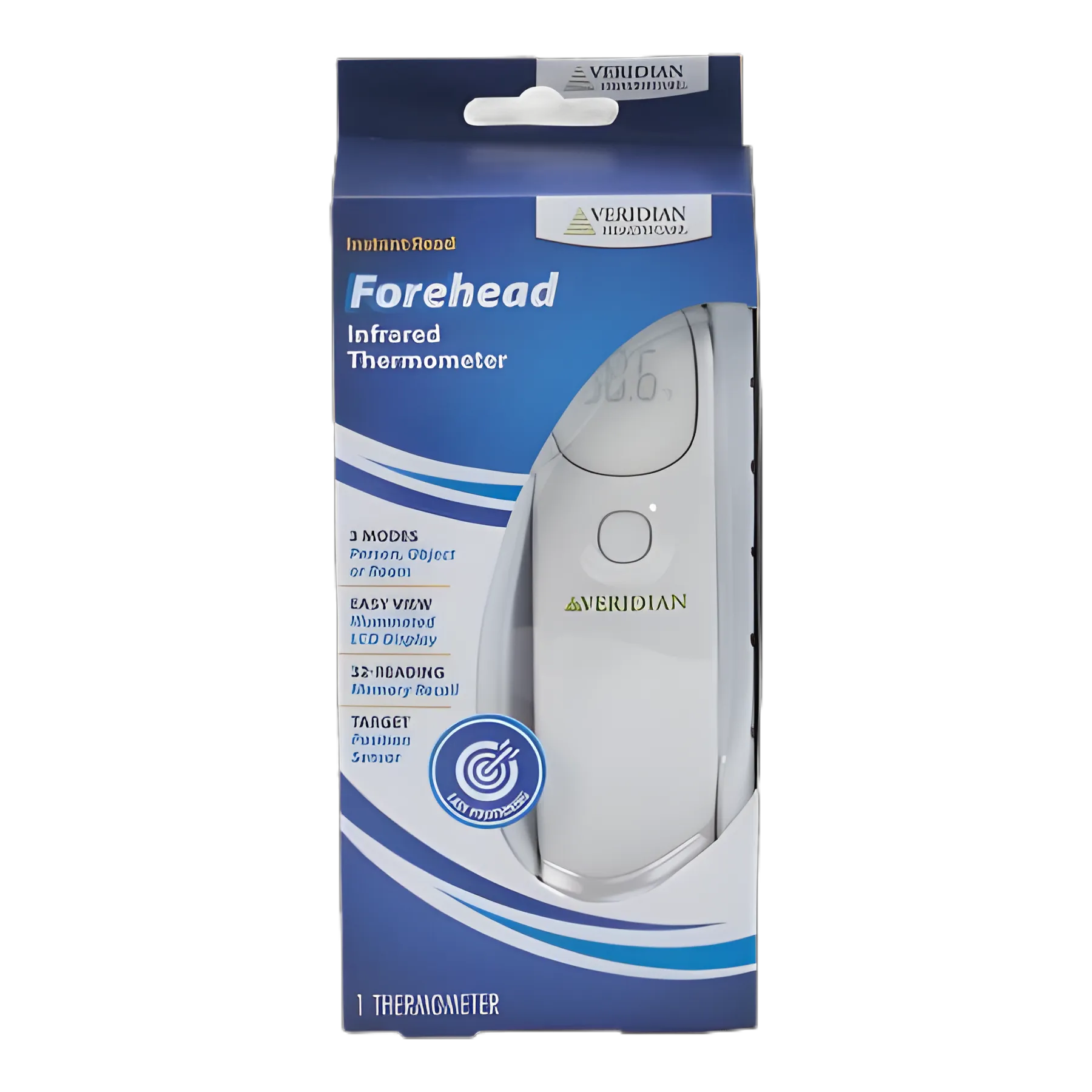 Non-Contact Skin Surface Thermometer Veridian Infrared Skin Probe Handheld - 09-313
