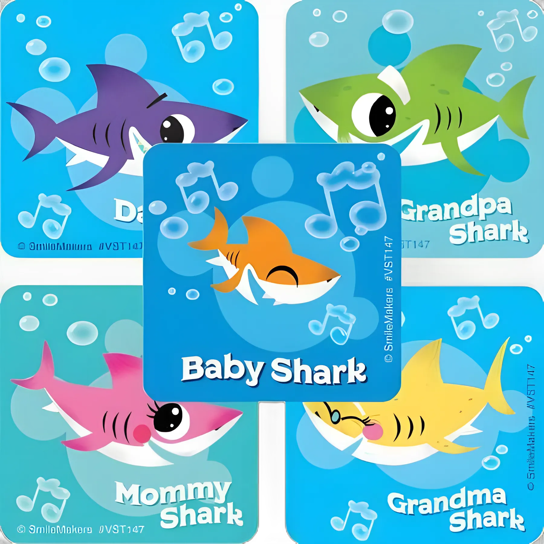Value Stickers™ Baby Shark 1.625 Inch - 250 Pack for Medical Offices