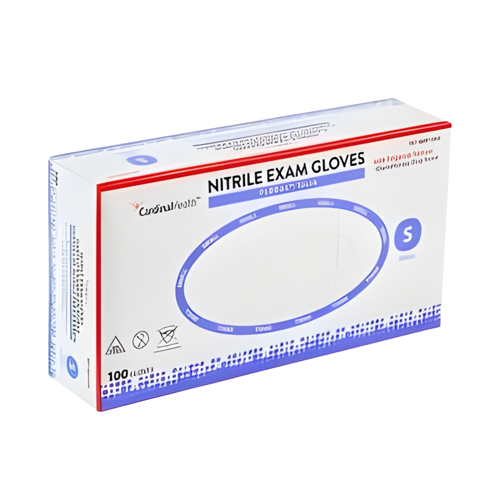 Cardinal Health FLEXAL Touch Nitrile Exam Gloves, Powder-Free, Small, Blue, 3.1 MIL, Chemo Tested, 100 count/bx