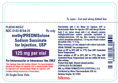 Solu-Medrol Methylprednisolone Sodium Succinate 125 mg / 2 mL Injection Vial, 25 pk